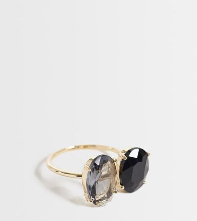 ASOS Curve ASOS DESIGN Curve double stone set ring in gold tone