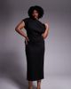ASOS Curve ASOS DESIGN Curve dramatic neckline midi dress in black scuba-style fabric - 1