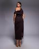 ASOS Curve ASOS DESIGN Curve dramatic neckline midi dress in brown scuba-style fabric - 3