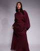 ASOS Curve ASOS DESIGN Curve drape front blouson sleeve maxi dress in mulberry-Red - 1