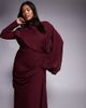 ASOS Curve ASOS DESIGN Curve drape front blouson sleeve maxi dress in mulberry-Red - 4