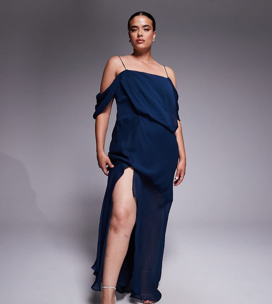 asos blue chiffon dress Curve The short sleeves and clothes: all clothes royal blue dress lace Size:16W ($+10) Asos edition