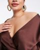 ASOS Curve ASOS DESIGN Curve drape long sleeve top with button keyhole detail and peplum hem in chocolate-Brown - 2
