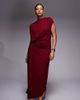 ASOS Curve ASOS DESIGN Curve draped cap sleeve midaxi dress in red wine - 1