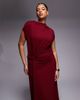 ASOS Curve ASOS DESIGN Curve draped cap sleeve midaxi dress in red wine - 2