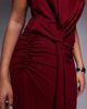 ASOS Curve ASOS DESIGN Curve draped cap sleeve midaxi dress in red wine - 4
