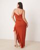 ASOS Curve ASOS DESIGN Curve draped crinkle maxi dress with ruffles and strappy details in rust-Red - 2