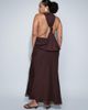 ASOS Curve ASOS DESIGN Curve draped halter neck maxi dress with knot back detail in chocolate brown - 3