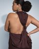 ASOS Curve ASOS DESIGN Curve draped halter neck maxi dress with knot back detail in chocolate brown - 4