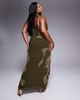 ASOS Curve ASOS DESIGN Curve draped skirt overlay maxi dress with dropped waist and embellishment in khaki green - 2