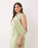 ASOS Curve ASOS DESIGN Curve dropped cut out shoulder midi dress in scuba-style fabric in sage green - 1