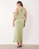 ASOS Curve ASOS DESIGN Curve dropped cut out shoulder midi dress in scuba-style fabric in sage green - 4