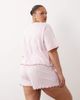 ASOS Curve ASOS DESIGN Curve embroidered siesta slogan short sleeve tee and shorts pajama set with lettuce edge in pink - 3