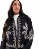 ASOS Curve ASOS DESIGN Curve embroidered top collar jacket in black - 1
