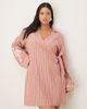 ASOS Curve ASOS DESIGN Curve embroidered wrap shirt mini dress with wide cuff in stripe-Multi - 2