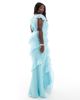 ASOS Curve ASOS DESIGN Curve exclusive flutter sleeve wrap maxi dress with ruffle detail in aqua-Blue - 4