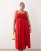 ASOS Curve ASOS DESIGN Curve exclusive Selina beach textured cotton shirred maxi sundress in red - 1