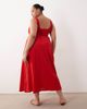 ASOS Curve ASOS DESIGN Curve exclusive Selina beach textured cotton shirred maxi sundress in red - 3