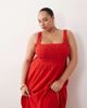 ASOS Curve ASOS DESIGN Curve exclusive Selina beach textured cotton shirred maxi sundress in red - 4