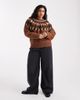 ASOS Curve ASOS DESIGN Curve eyelash yoke placement sweater in toffee-Auburn - 3