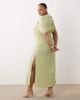 ASOS Curve ASOS DESIGN Curve fallen shoulder slinky midi dress in sage-Green - 4