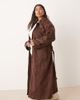 ASOS Curve ASOS DESIGN Curve faux suede funnel neck trench coat in chocolate-Brown - 1