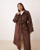 ASOS Curve ASOS DESIGN Curve faux suede funnel neck trench coat in chocolate-Brown - 2