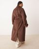 ASOS Curve ASOS DESIGN Curve faux suede funnel neck trench coat in chocolate-Brown - 3