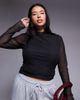 ASOS Curve ASOS DESIGN Curve fitted high neck double layer mesh long sleeve top in black - 1