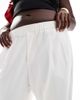 ASOS Curve ASOS DESIGN Curve flannel pajama pants in ecru-Neutral - 3