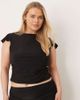 ASOS Curve ASOS DESIGN Curve floaty top with cap sleeves and ruched under bust in black - part of a set - 1