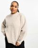 ASOS Curve ASOS DESIGN Curve fluffy rib sweater with crew neck in oatmeal-Neutral - 1