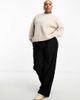 ASOS Curve ASOS DESIGN Curve fluffy rib sweater with crew neck in oatmeal-Neutral - 4