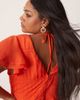 ASOS Curve ASOS DESIGN Curve flutter sleeve ruched maxi dress with hi low hem in spicy red - 2