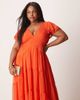 ASOS Curve ASOS DESIGN Curve flutter sleeve ruched maxi dress with hi low hem in spicy red - 3