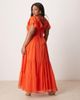 ASOS Curve ASOS DESIGN Curve flutter sleeve ruched maxi dress with hi low hem in spicy red - 4