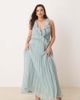 ASOS Curve ASOS DESIGN Curve frill wrap detail pleated midi dress in sage green-Multi - 1