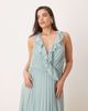 ASOS Curve ASOS DESIGN Curve frill wrap detail pleated midi dress in sage green-Multi - 3