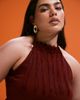 ASOS Curve ASOS DESIGN Curve fringed halterneck top in rust - part of a set-Red - 3