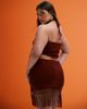 ASOS Curve ASOS DESIGN Curve fringed halterneck top in rust - part of a set-Red - 4