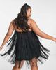 ASOS Curve ASOS DESIGN Curve fringed mini dress in black - 2