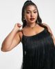 ASOS Curve ASOS DESIGN Curve fringed mini dress in black - 3