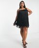 ASOS Curve ASOS DESIGN Curve fringed mini dress in black - 4