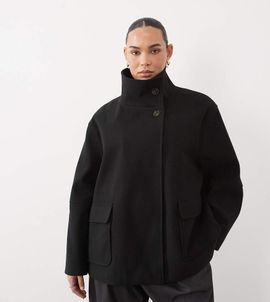 ASOS Curve ASOS DESIGN Curve funnel neck formal harrington jacket in black