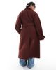 ASOS Curve ASOS DESIGN Curve funnel neck longline formal trench coat in rust-Brown - 3
