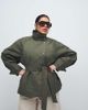 ASOS Curve ASOS DESIGN Curve funnel neck tie belt trench coat in Khaki-Brown - 1