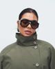 ASOS Curve ASOS DESIGN Curve funnel neck tie belt trench coat in Khaki-Brown - 3