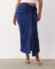 ASOS Curve ASOS DESIGN Curve gathered sarong style midi skirt in navy - 3