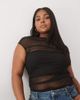 ASOS Curve ASOS DESIGN Curve gathered short sleeve off shoulder mesh top in black - 1