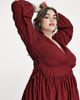 ASOS Curve ASOS DESIGN Curve gathered waist maxi dress in seersucker in burnt rust-Brown - 3